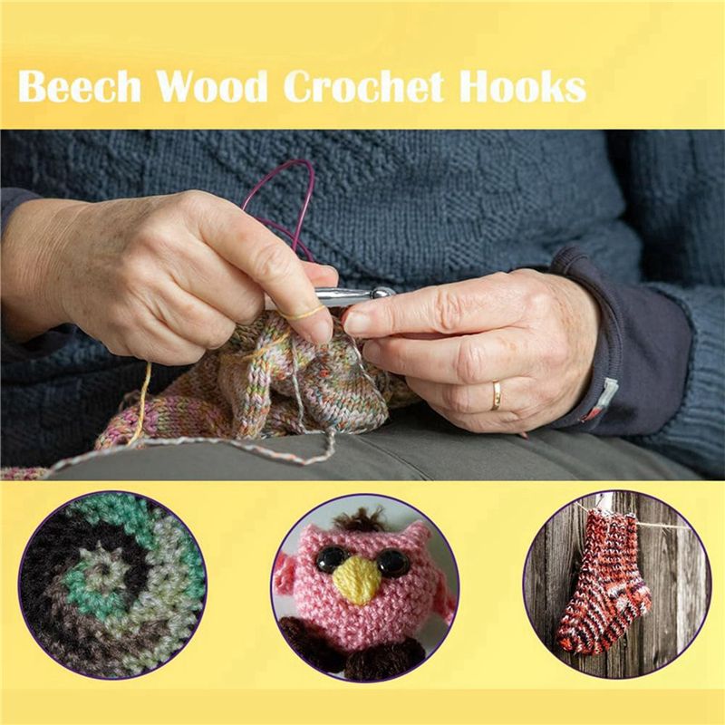 ABJI-40 crochets à crochet en  - Wooden Crochet Hooks Ergonomic Handle avis et prix