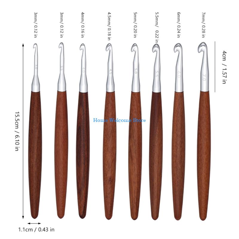 F68E 8 Pièces Poignée En Bois  - Wooden Crochet Hooks Ergonomic Handle avis et prix